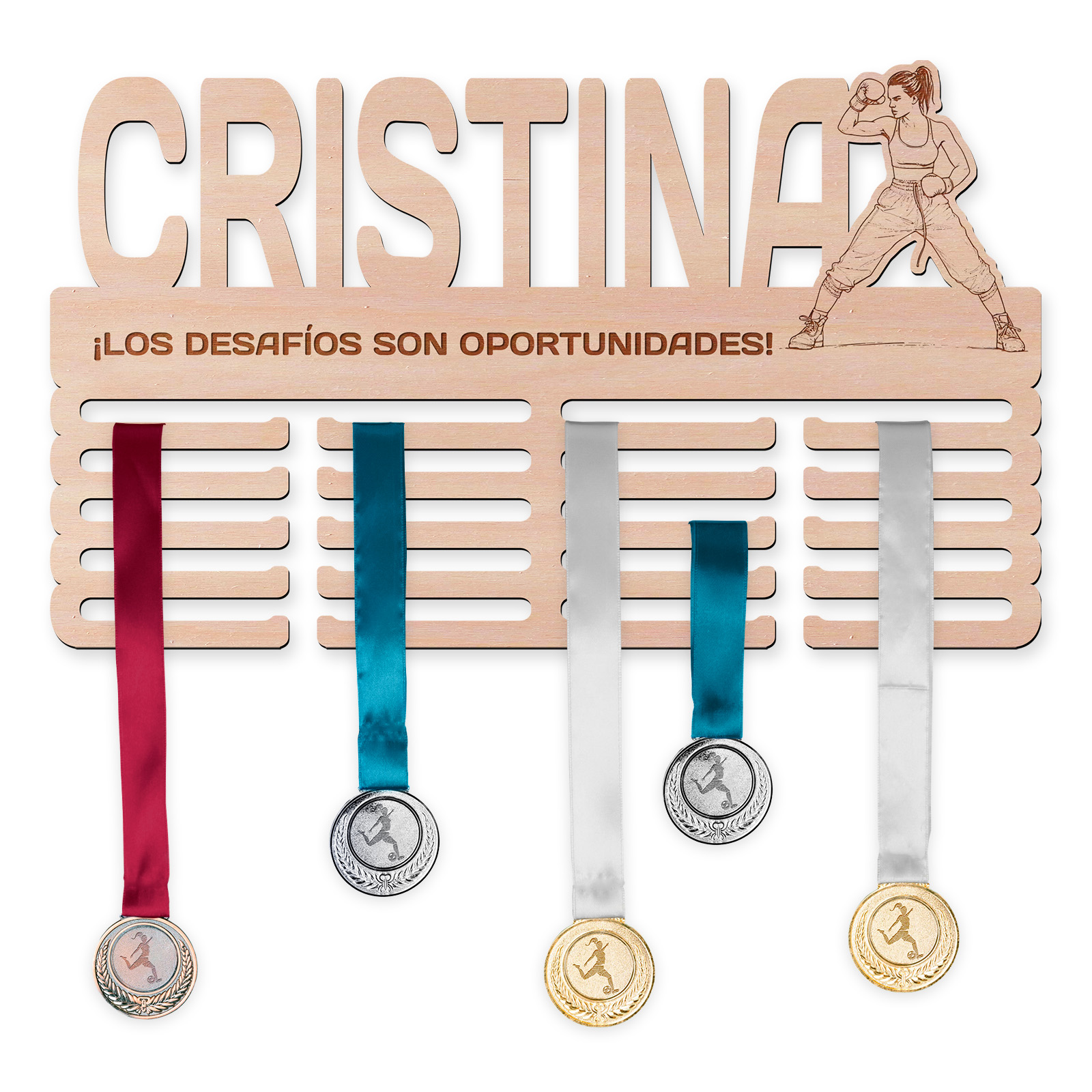 Colgador medallas - Boxeo, Mujer